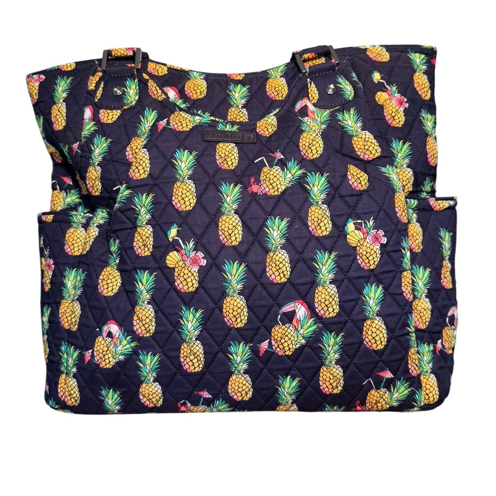 VERA BRADLEY LARGE GLENNA "TOUCAN PARTY" PATTERN‎ Bag Navy Blue Beach Travel